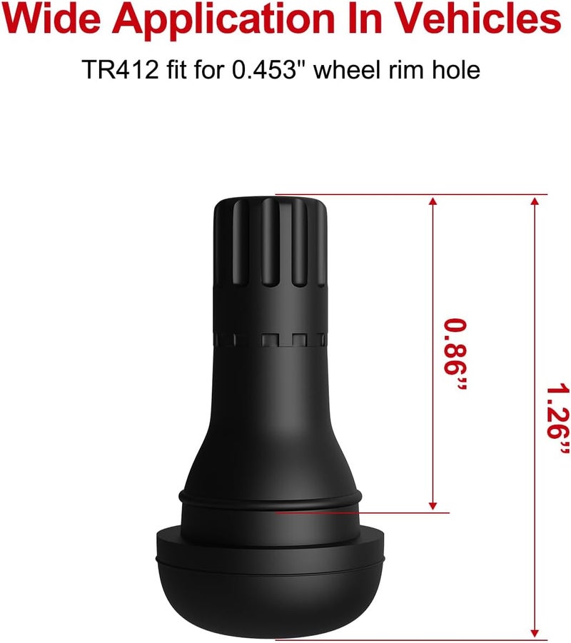 SUN SOUL TR412 5 قطع صمام إطارات قصير من النحاس الأصفر مع مطاط EPDM - Image 2
